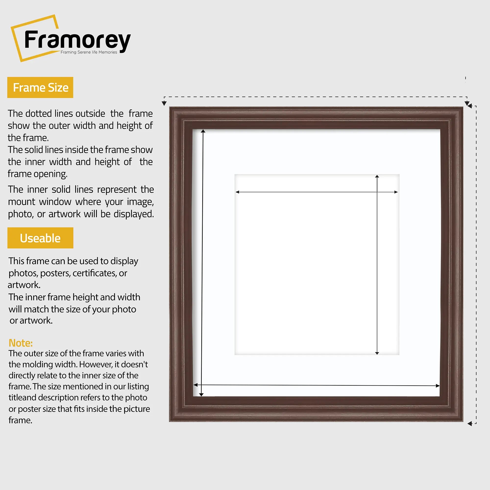 Antique Style Square Mahogany Picture Frame Photo Frame With White Mount