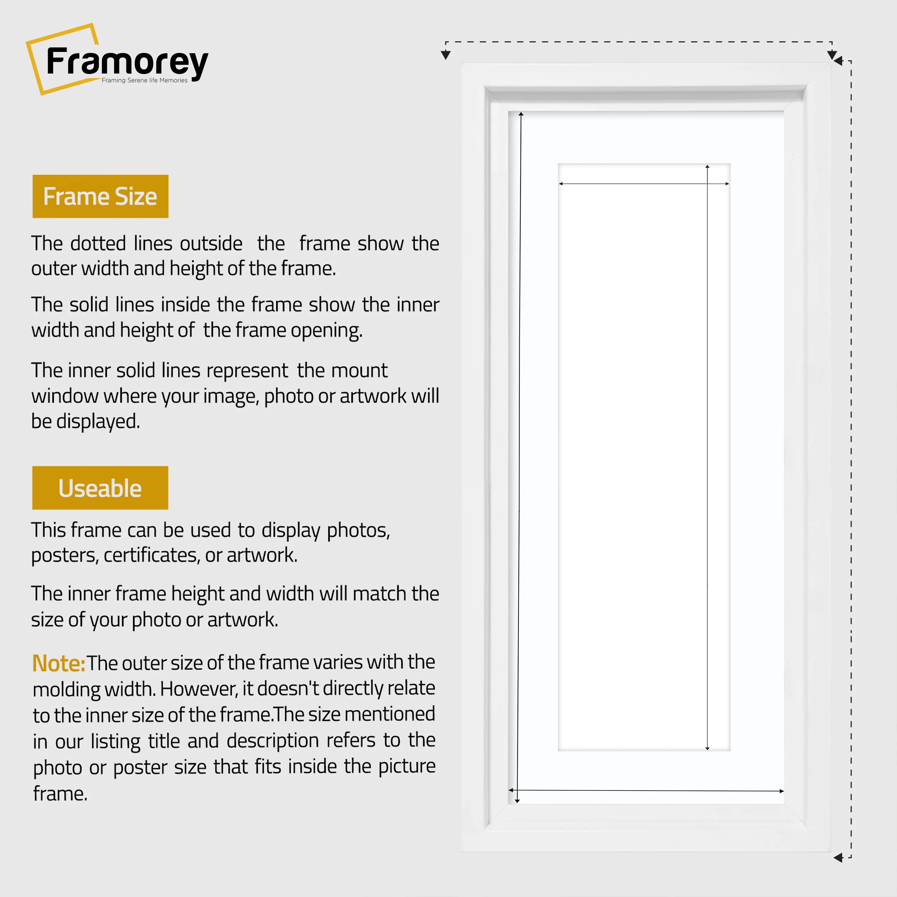 Panorama Style White Oslo Picture Frames With White Mount