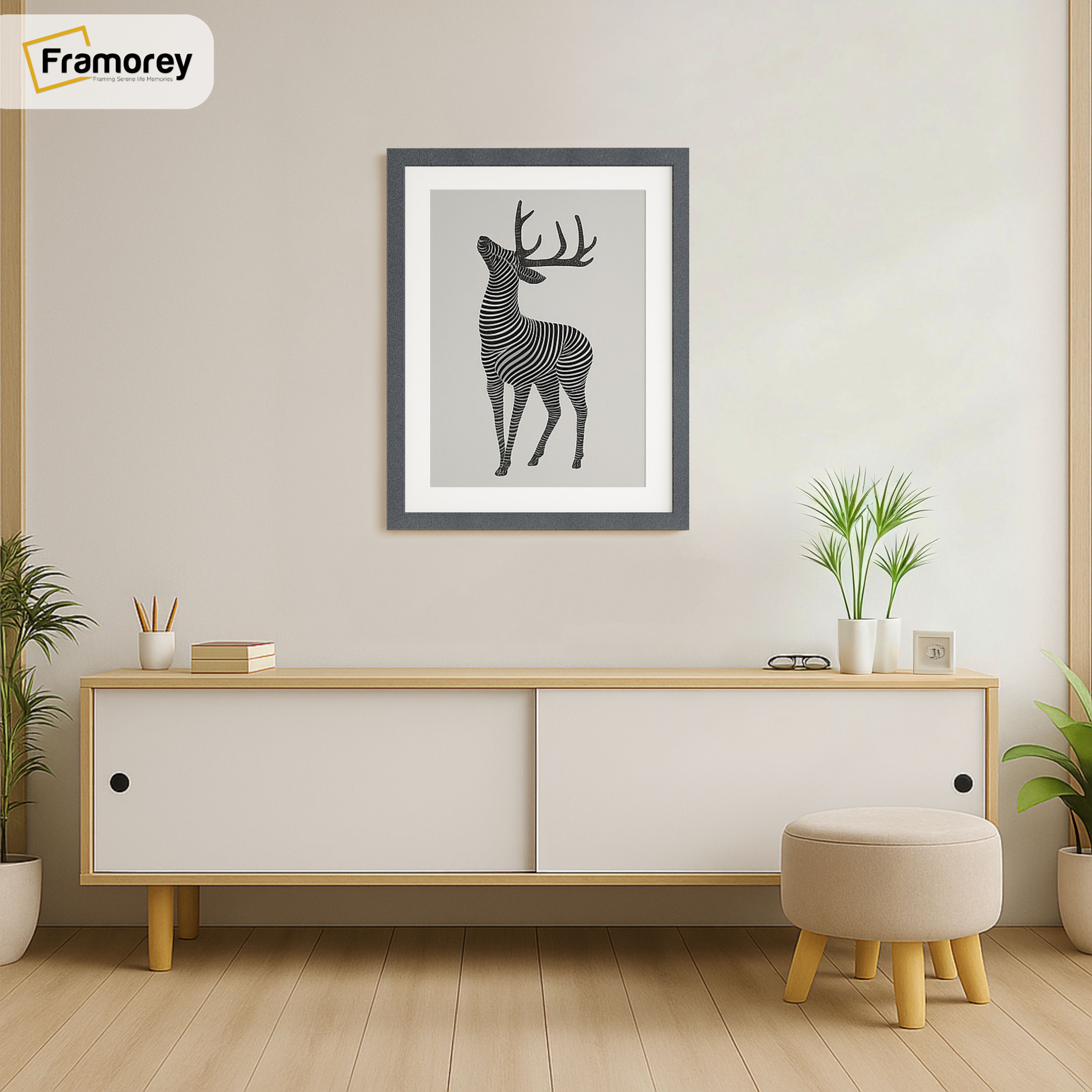 Thin Matt Dark Grey Picture Frames with White Mount