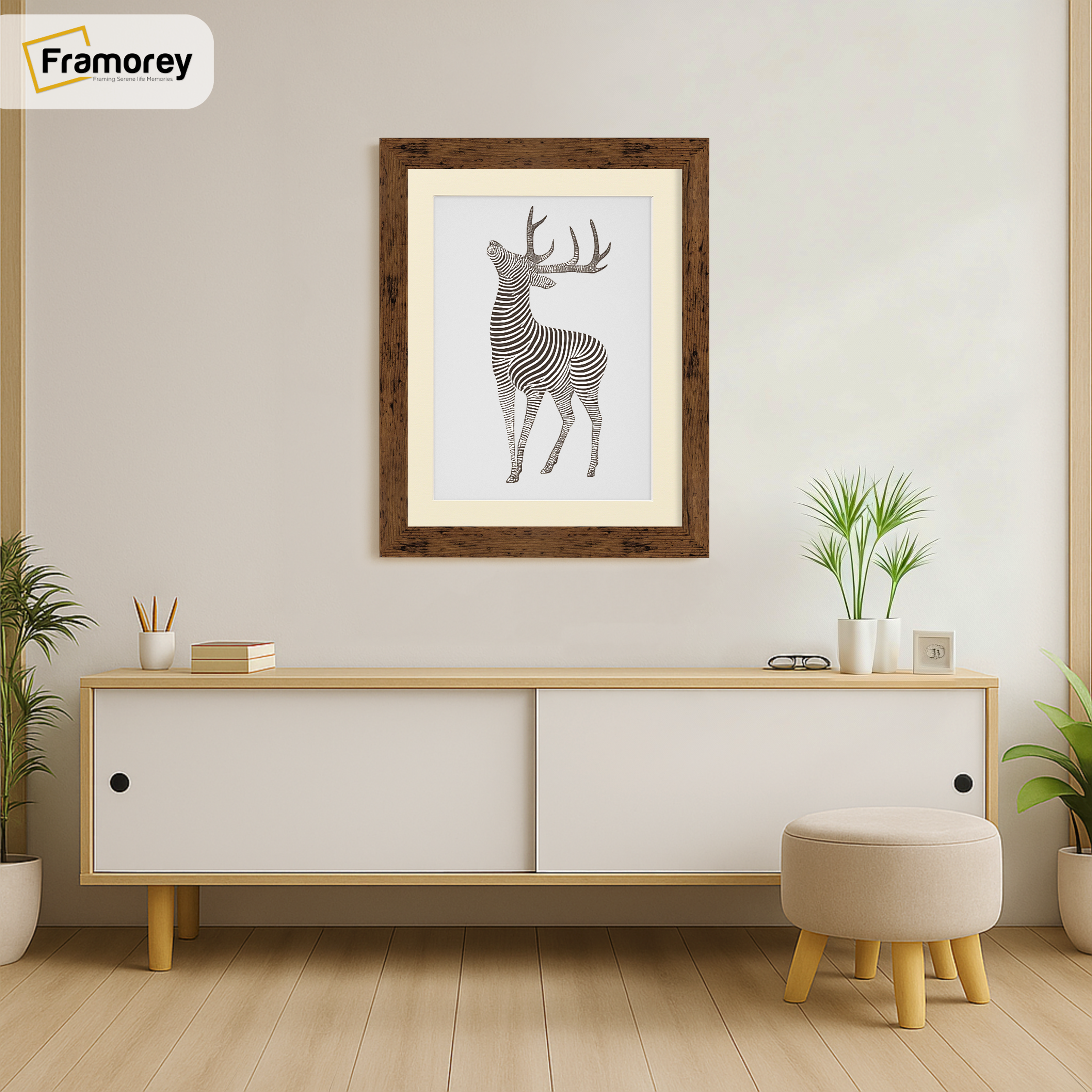 Rustic Oak Picture Frame With Ivory Mount