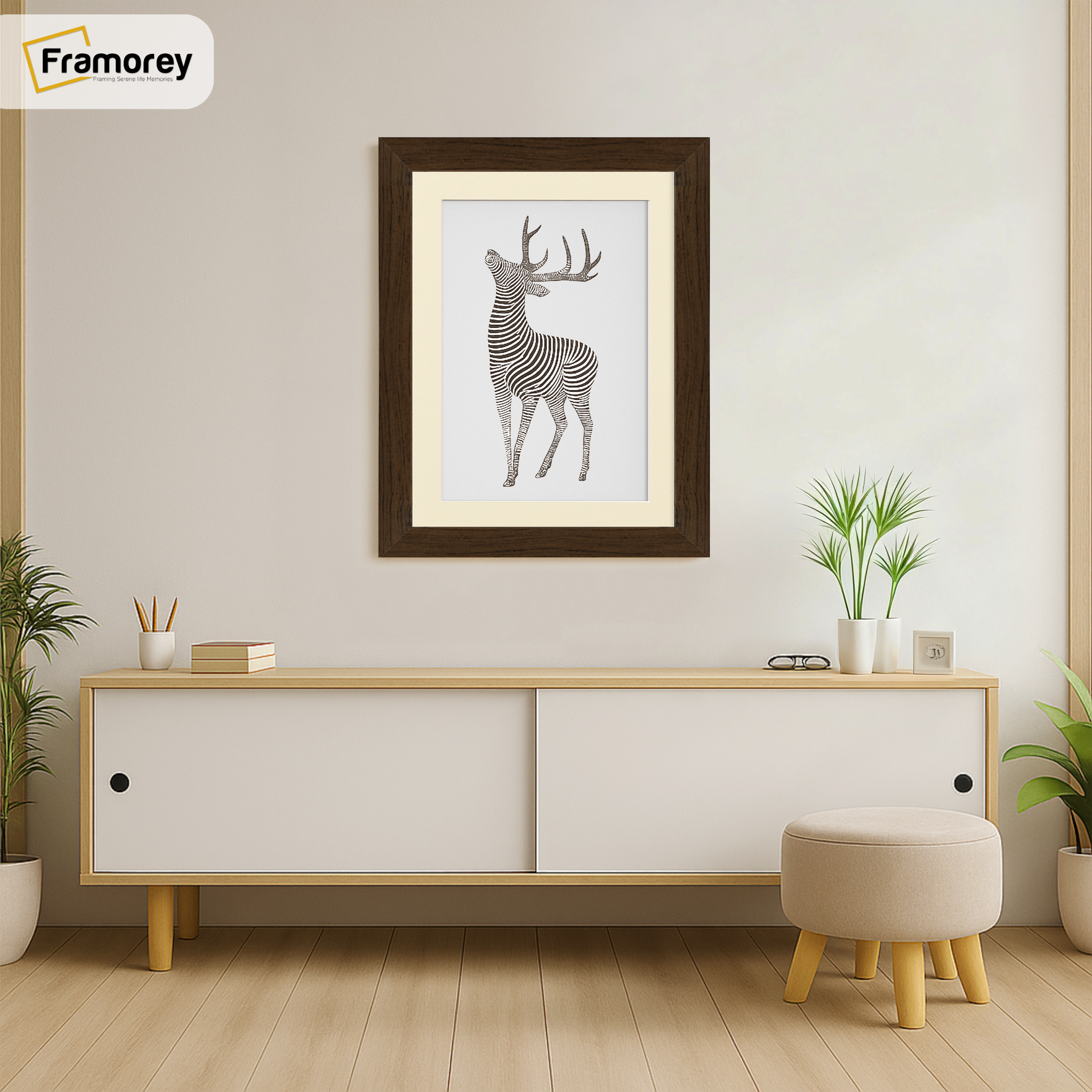 Walnut Picture Frame With Ivory Mount