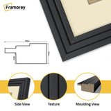 Step Style Square Size Black Picture Frame With Ivory Mount