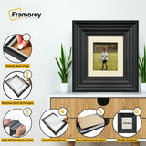 Square Black Wooden Picture Frame Big Step Style with Ivory Mount