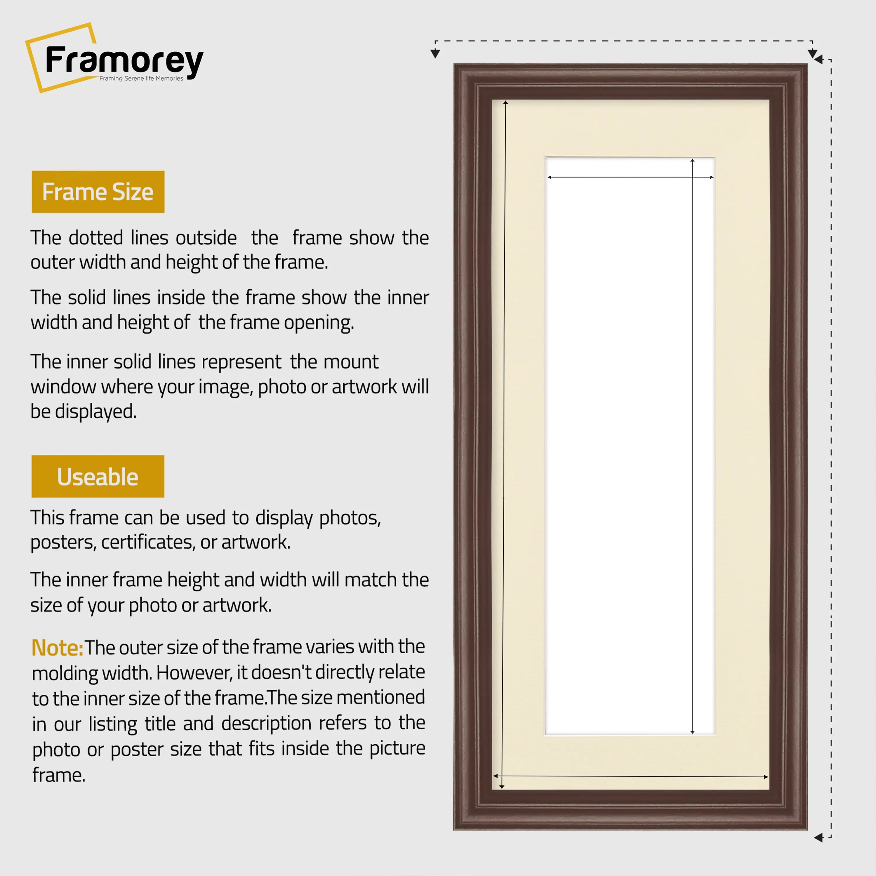 Antique Style Panoramic Mahogany Wall Art Photo Frame With Ivory Mount