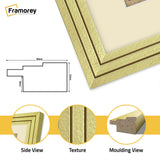 Step Style Square Size Gold Picture Frame With Ivory Mount
