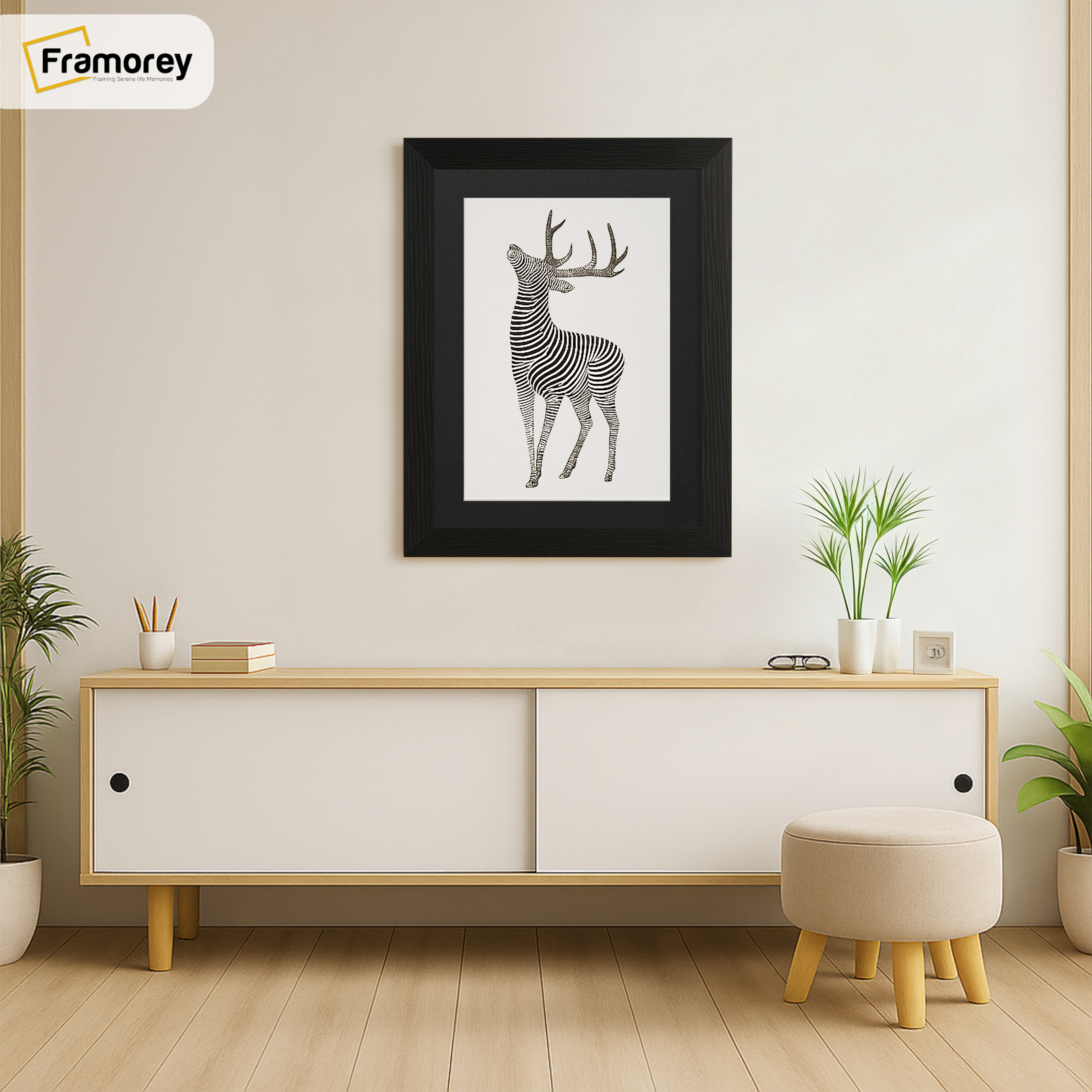 Thin Ash Black Picture Frame With Black Mount