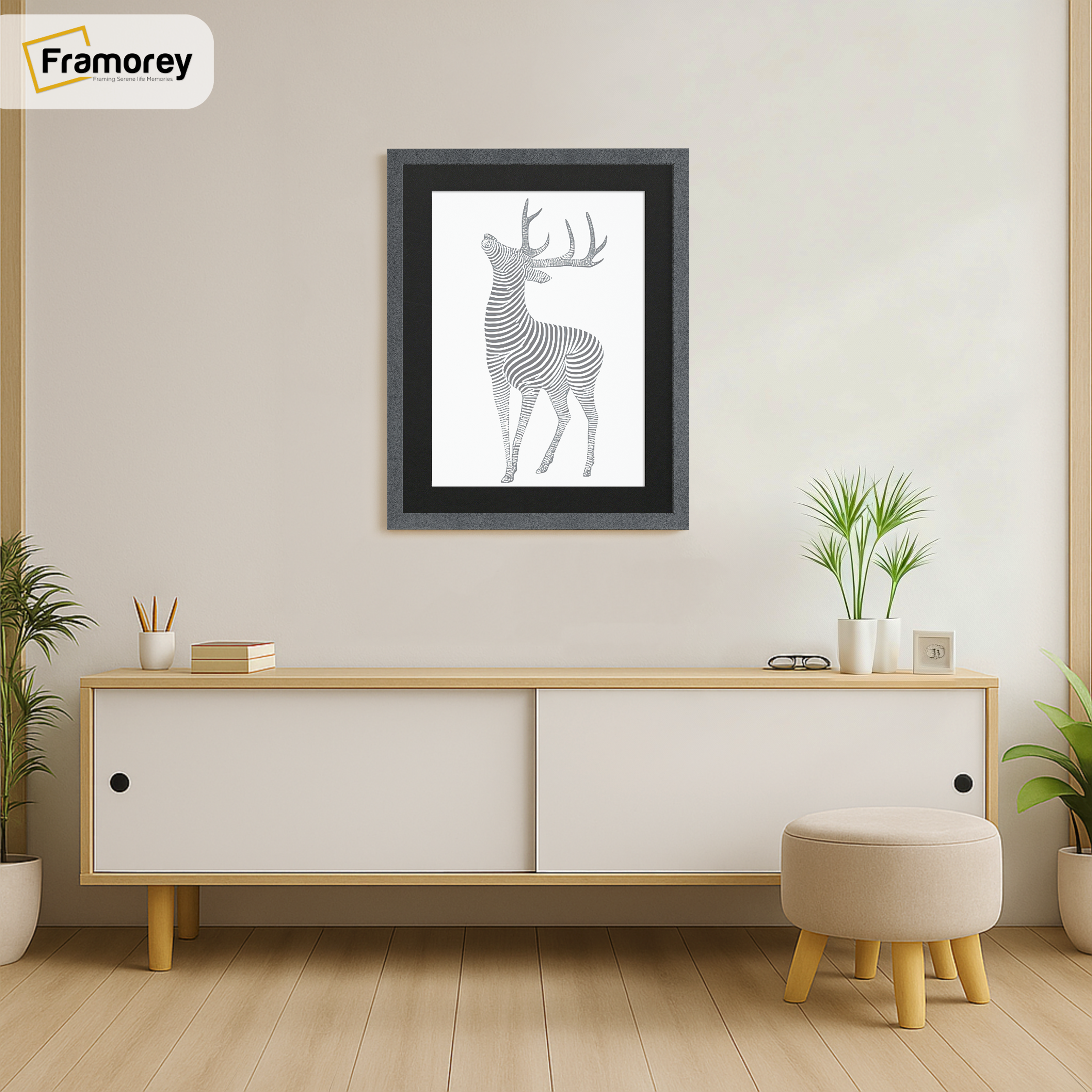 Thin Matt Dark Grey Picture Frames with Black Mount