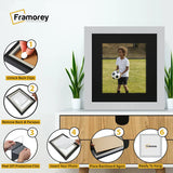 Square Size Silver Picture Frame With Black Mount