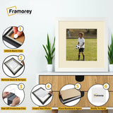 Flat Square White Poster Frame Wall Art Frame With Ivory Mount