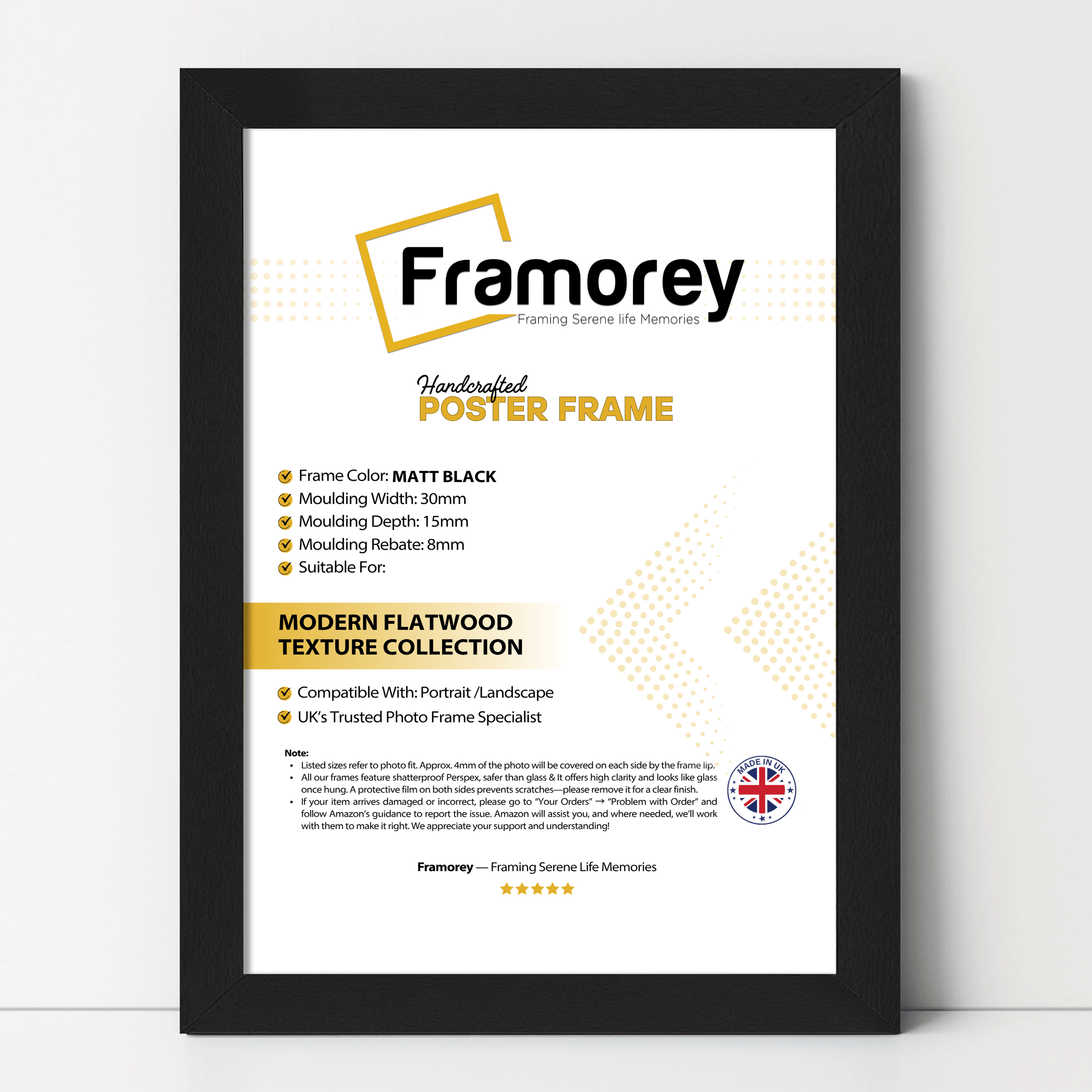 Matt Black Picture Frame, Home Decor Photo Frames