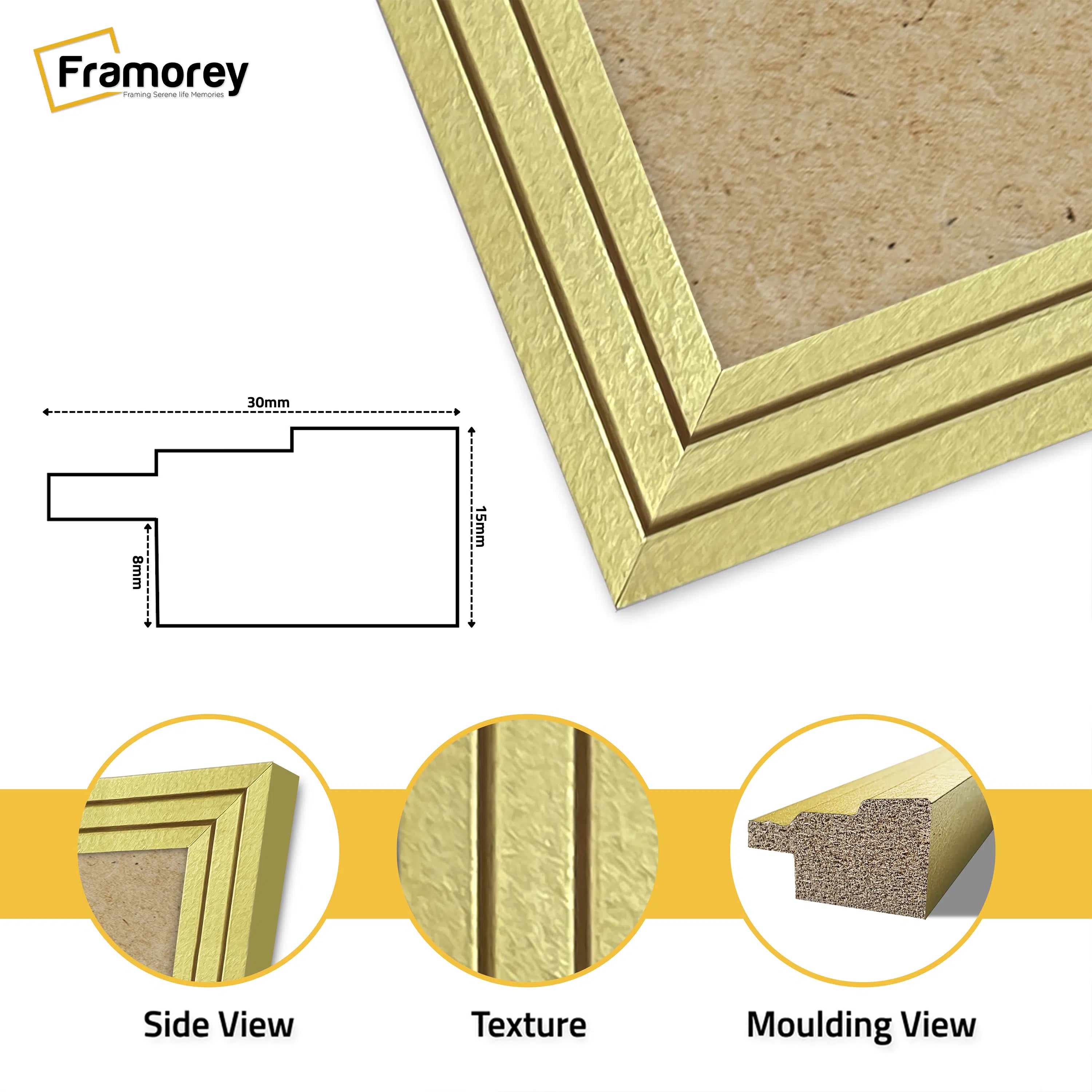 Step Style Square Size Gold Picture Frame Wall Art Poster Frame