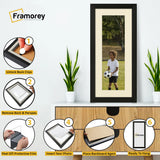 Flat Panoramic Black Photo Frame Wall Art Poster Frame With Ivory Mount