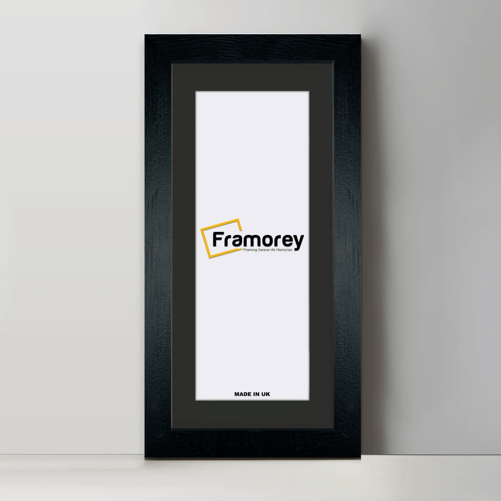 Panoramic Solid Wood Black Pictures Frames With Black Mount