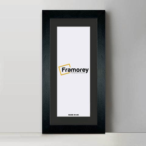 Panoramic Solid Wood Black Pictures Frames With Black Mount