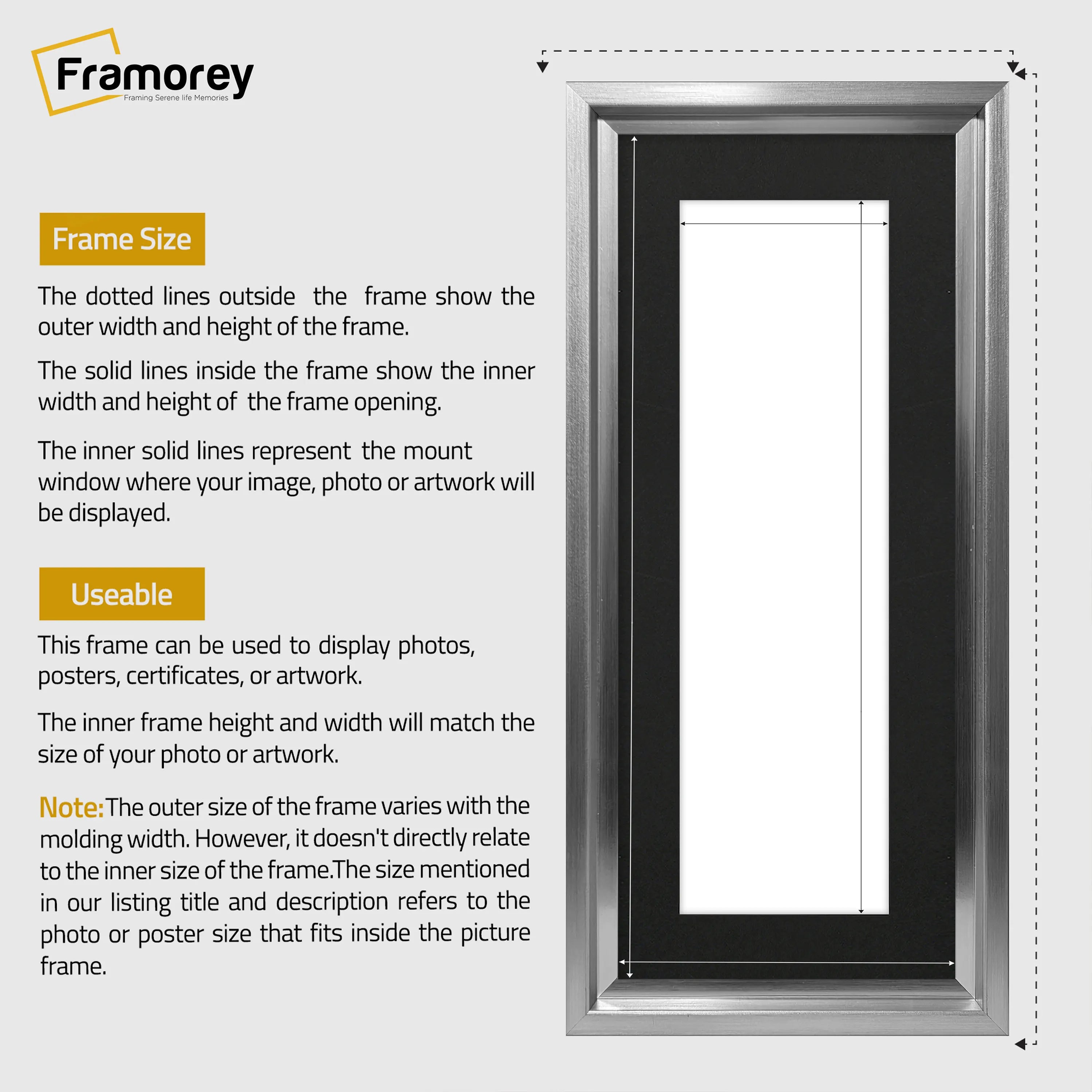 Panorama Style Silver Oslo Picture Frames With Black Mount