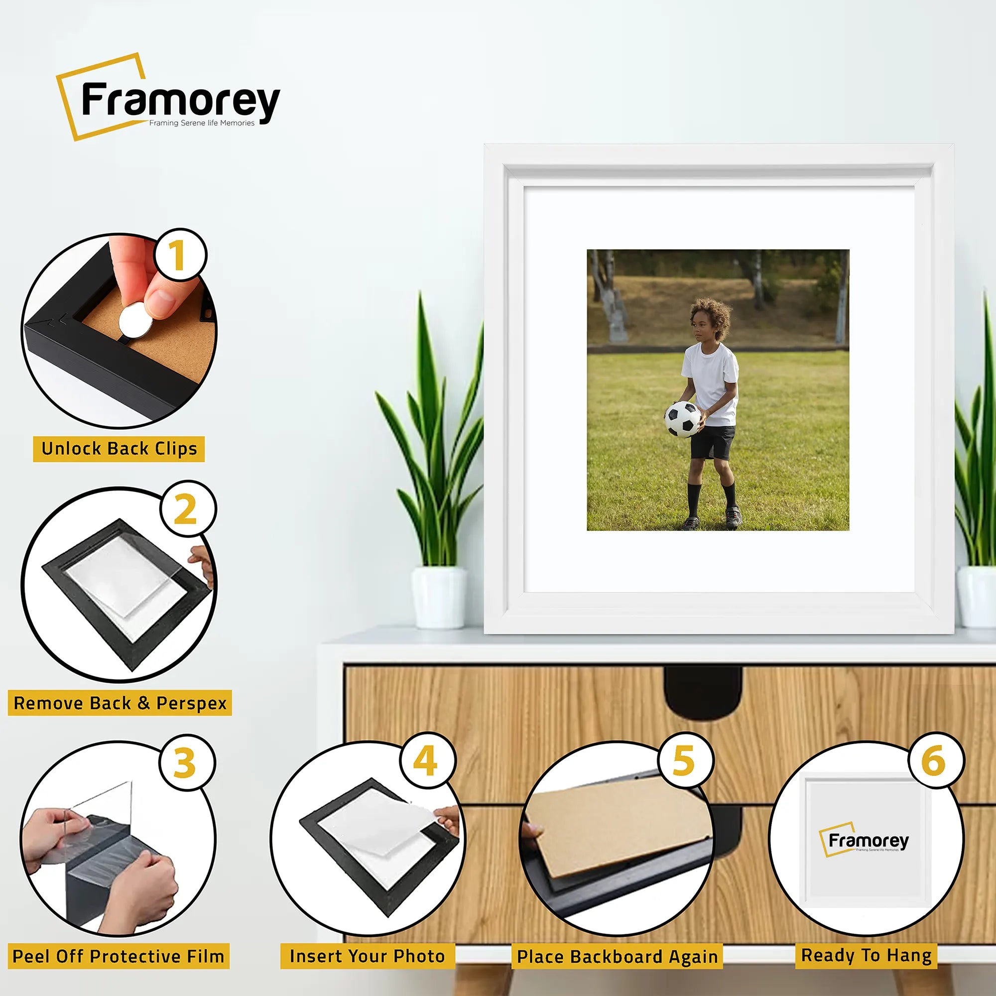 Square Size White Oslo Photo Frames Wall Art Frames With White Mount