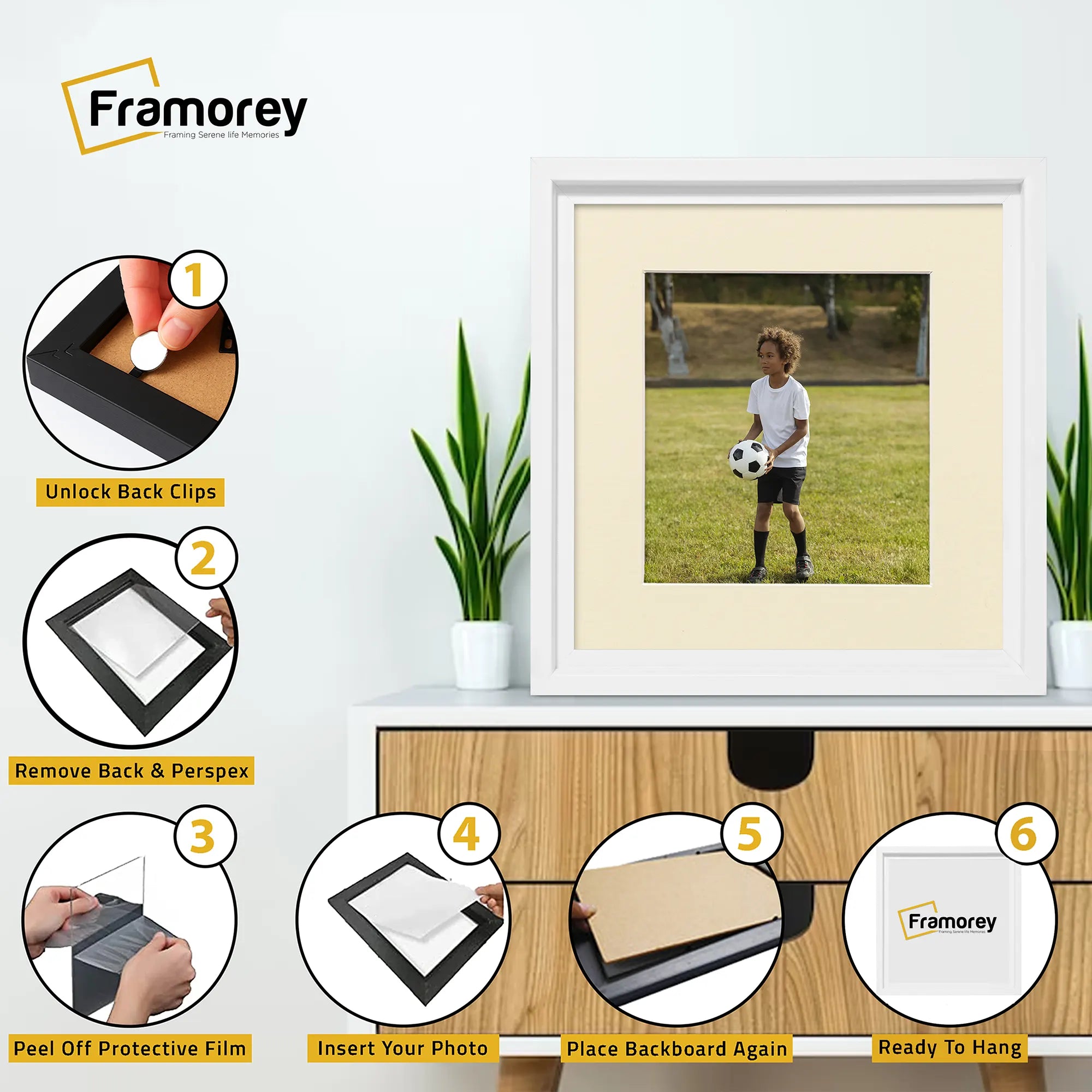 Square Size White Oslo Photo Frames Wall Art Frames With Ivory Mount