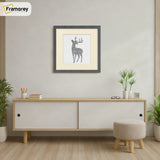 Square Size Thin Matt Dark Grey Picture Frames With Ivory Mount