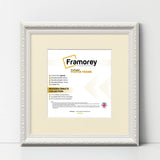 Square Size White Shabby Picture Frame With Ivory Mount