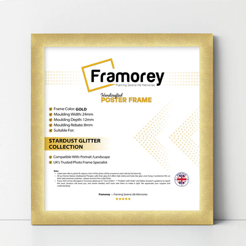 Square Size Picture Frame Gold Glitter Sparkle Photo Frames
