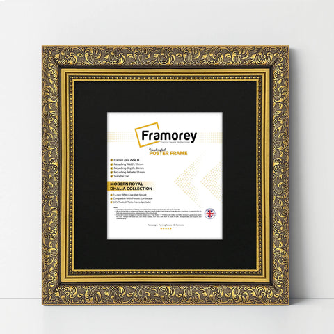 Square Photo Frames Gold Dahlia Wall Art Frame With Black Mount
