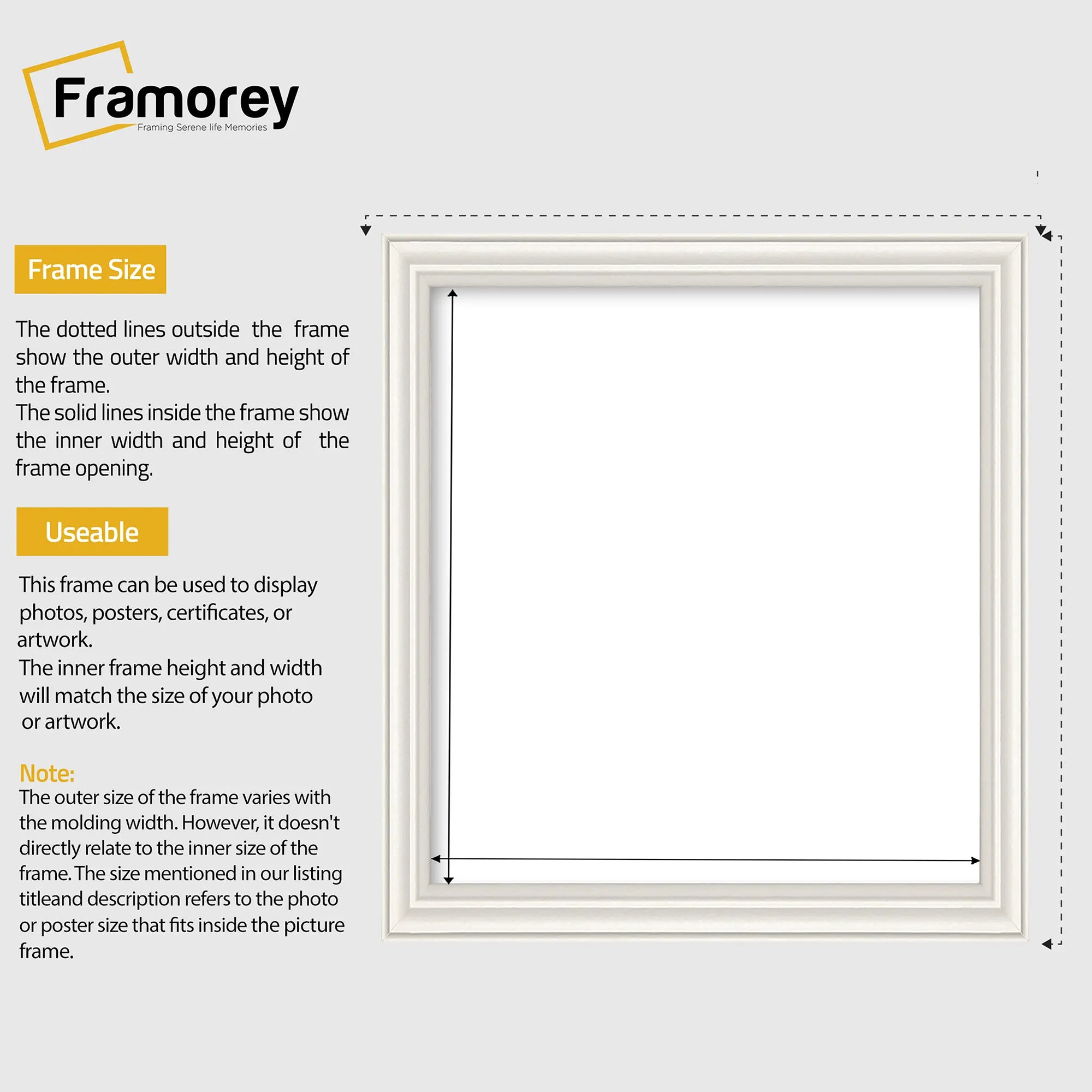 Antique Style Square Size White Picture Frame Wall Art Photo Frame