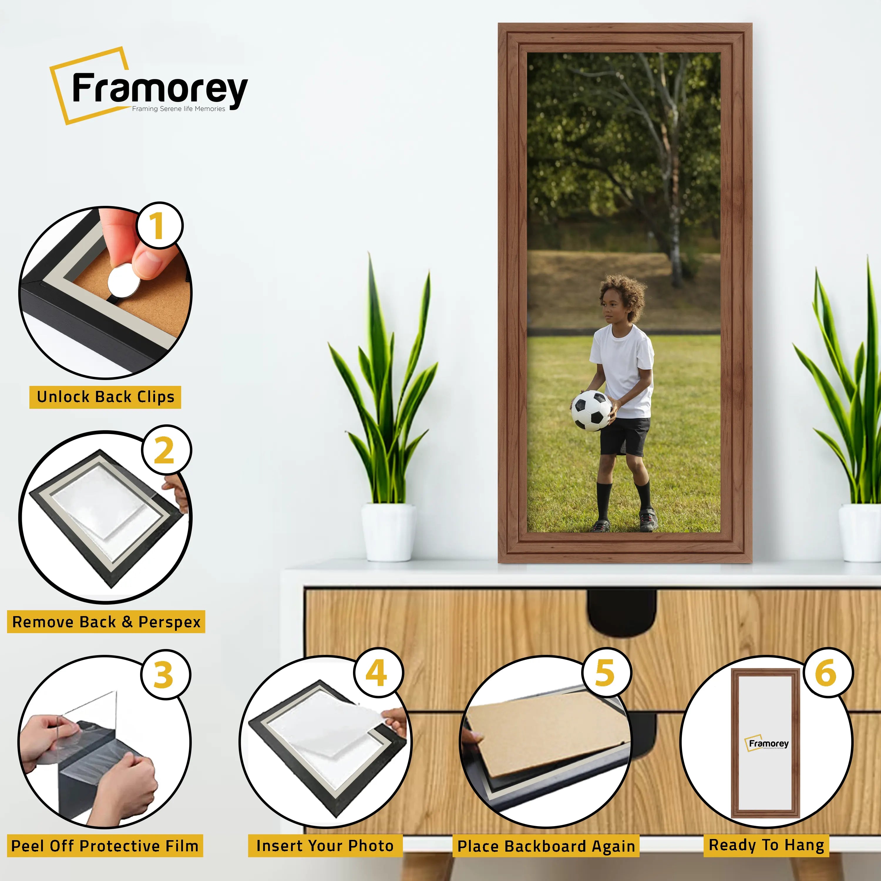 Panoramic Step Style Walnut Picture Frame Wall Art Poster Frame