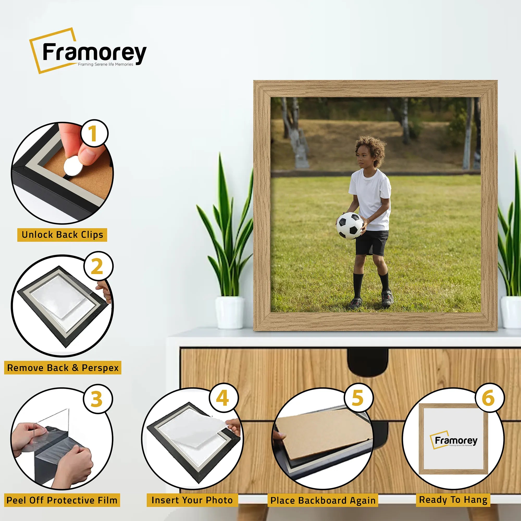 Flat Square Size Oak Picture Photo Frame Wall Art Poster Frame