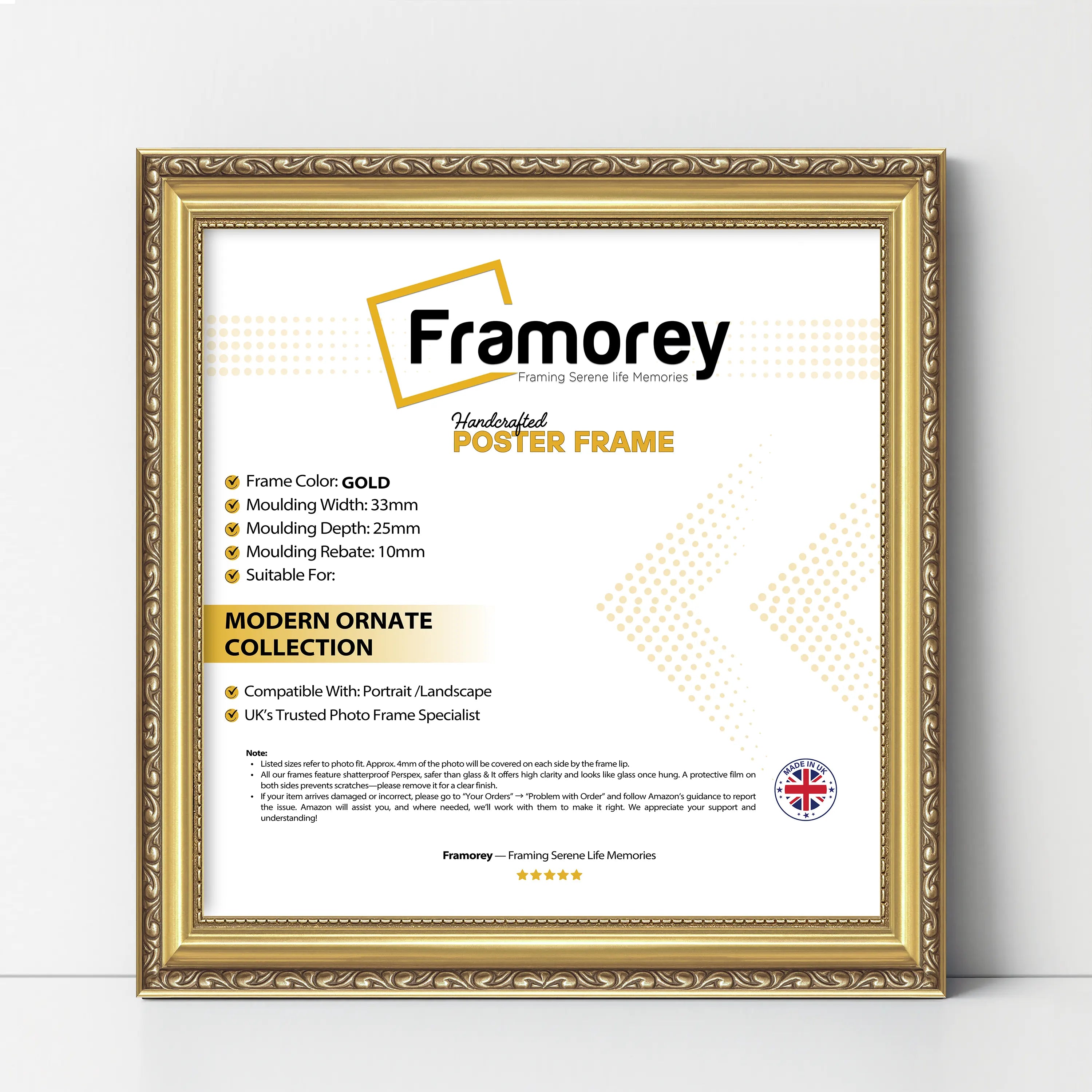 Square Size Gold Shabby Picture Frame Photo Frames