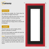 Antique Style Panoramic  Size Red Picture Frame with Black Mount