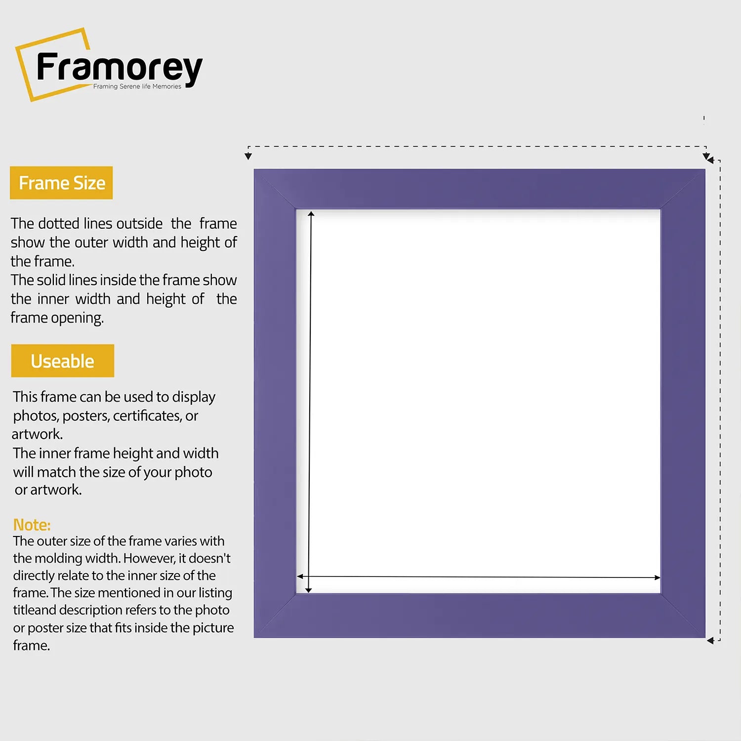 Square Size Purple Picture Frame Wall Decor Frames