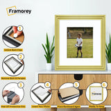 Step Style Square Size Gold Picture Frame With White Mount
