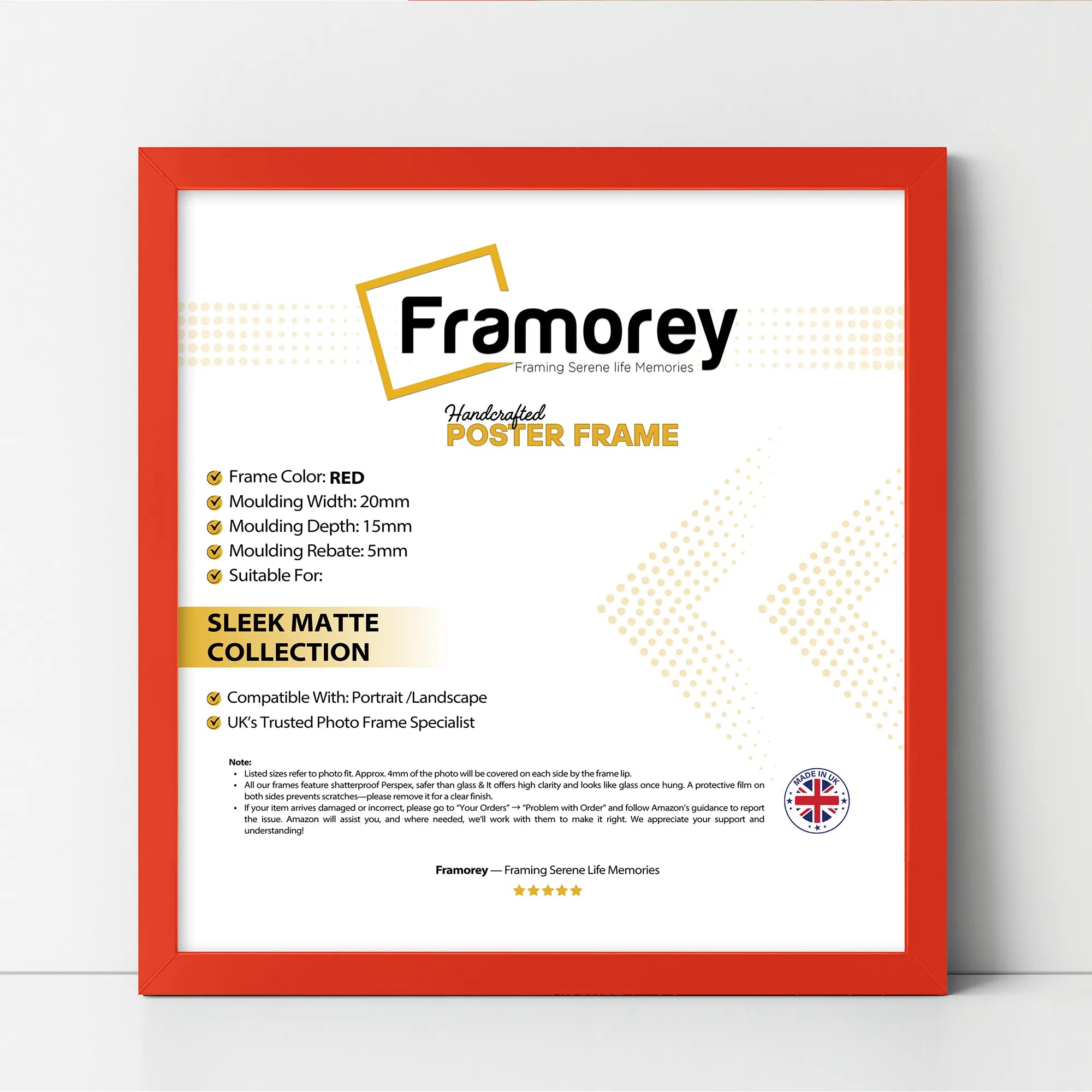 Square Size Thin Matt Red Picture Frame Poster Frames