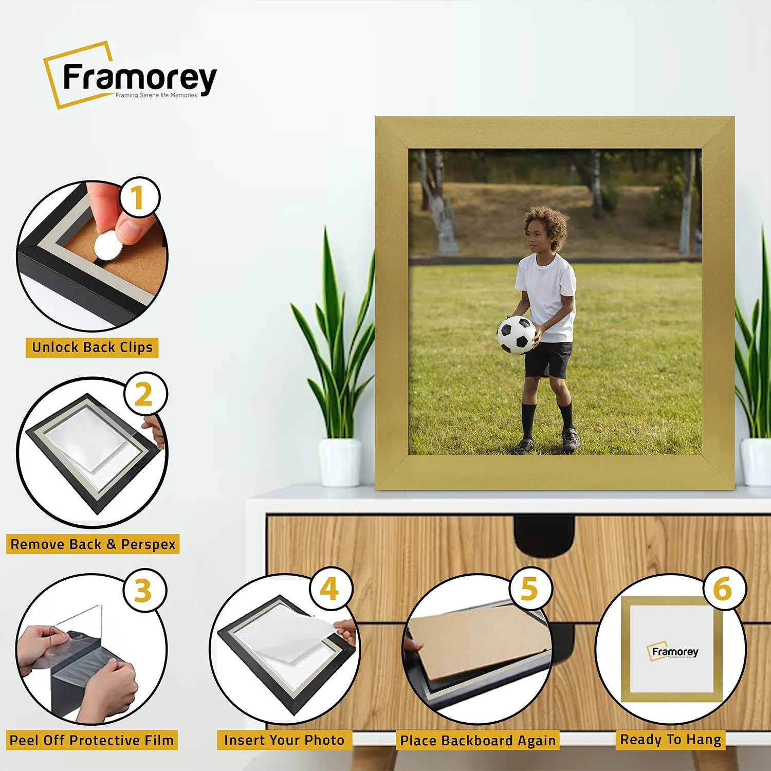 Square Size Gold Picture Frame Wall Decor Frames