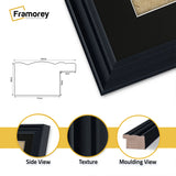 Antique Style Panoramic Black Picture Frame With Black Mount Photo Frame