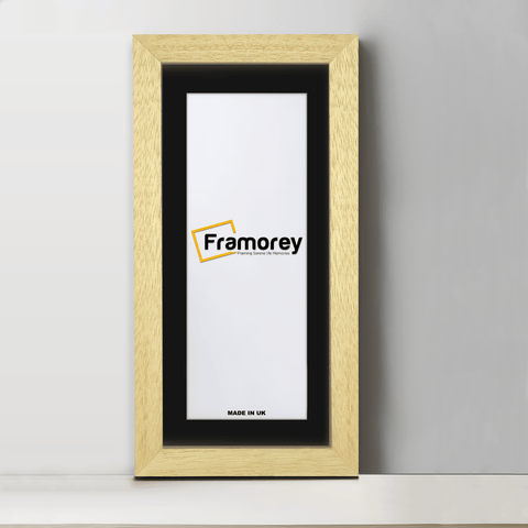Panoramic Natural Solid Wood Pictures Frames With Black Mount