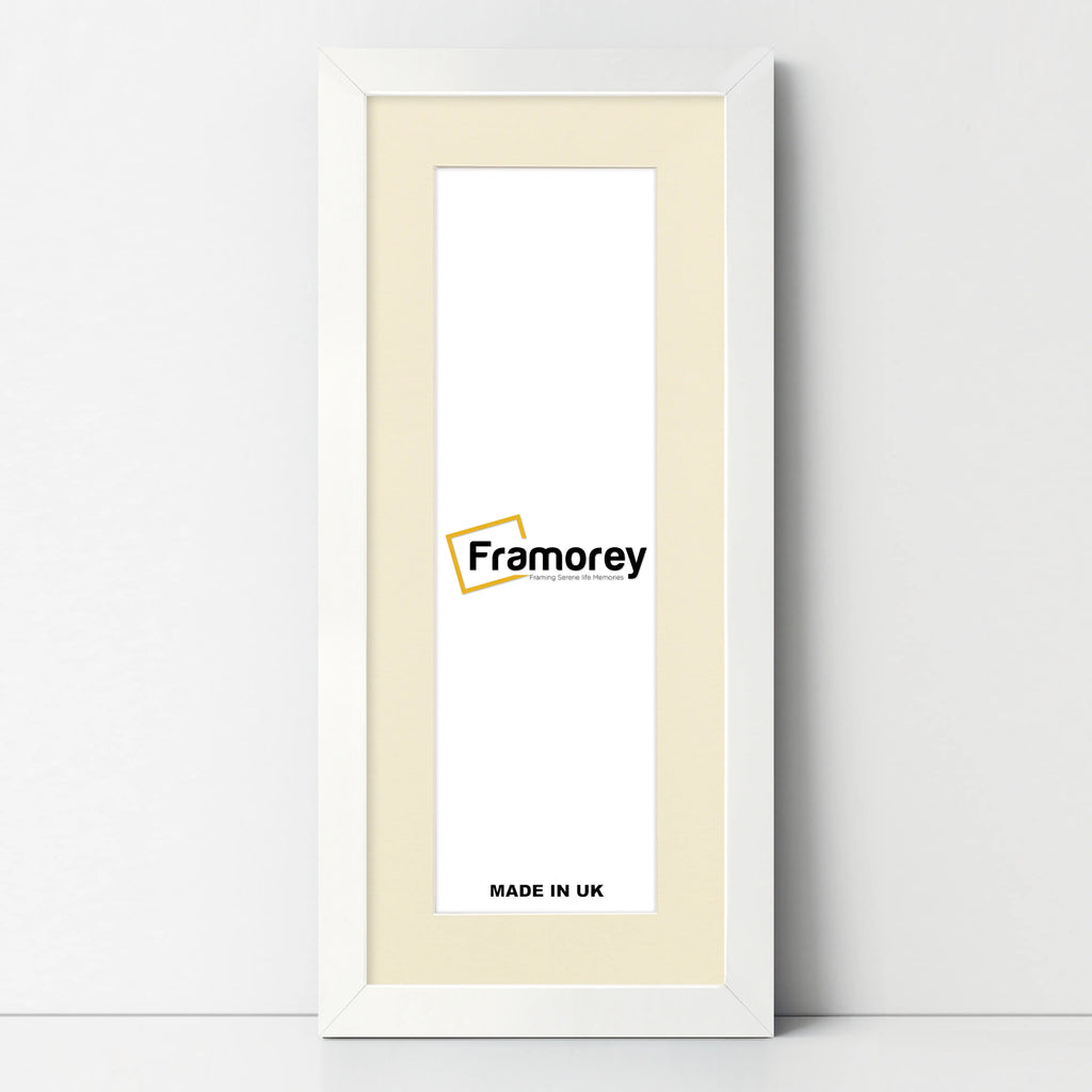 Flat Panoramic White Photo Frame Wall Art Frame With Ivory Mount