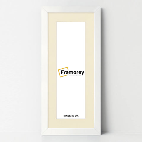 Flat Panoramic White Photo Frame Wall Art Frame With Ivory Mount