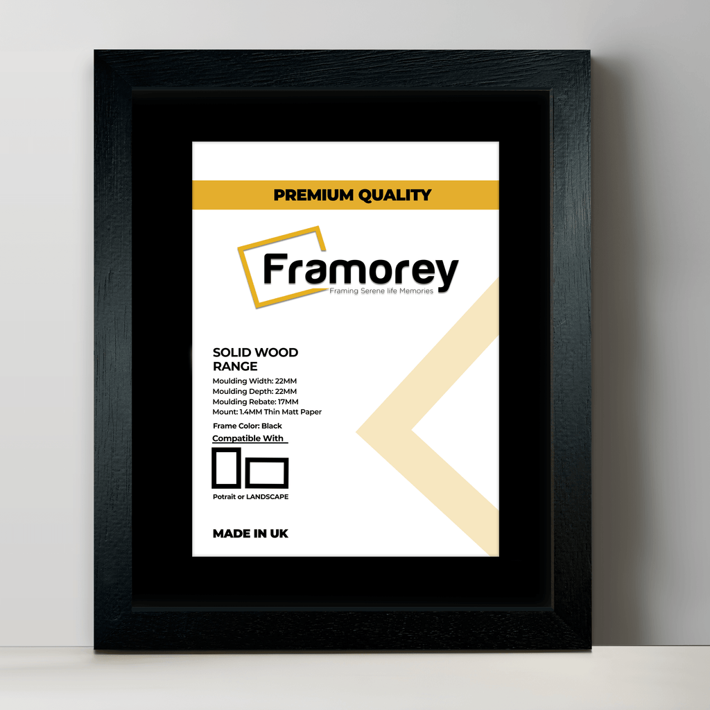 Black Solid Wood Picture Frames with Black Mount