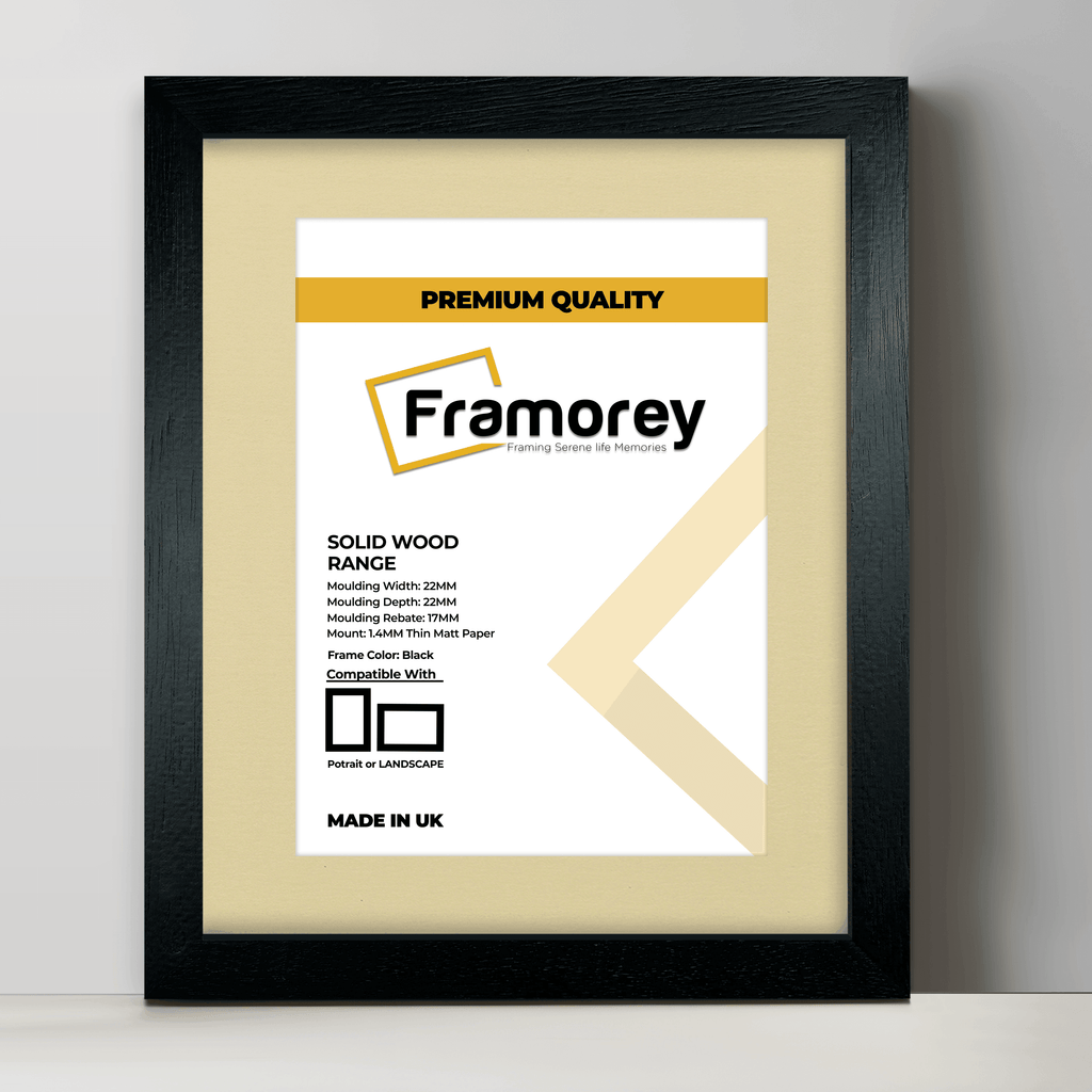 Black Solid Wood Picture Frames with Ivory Mount