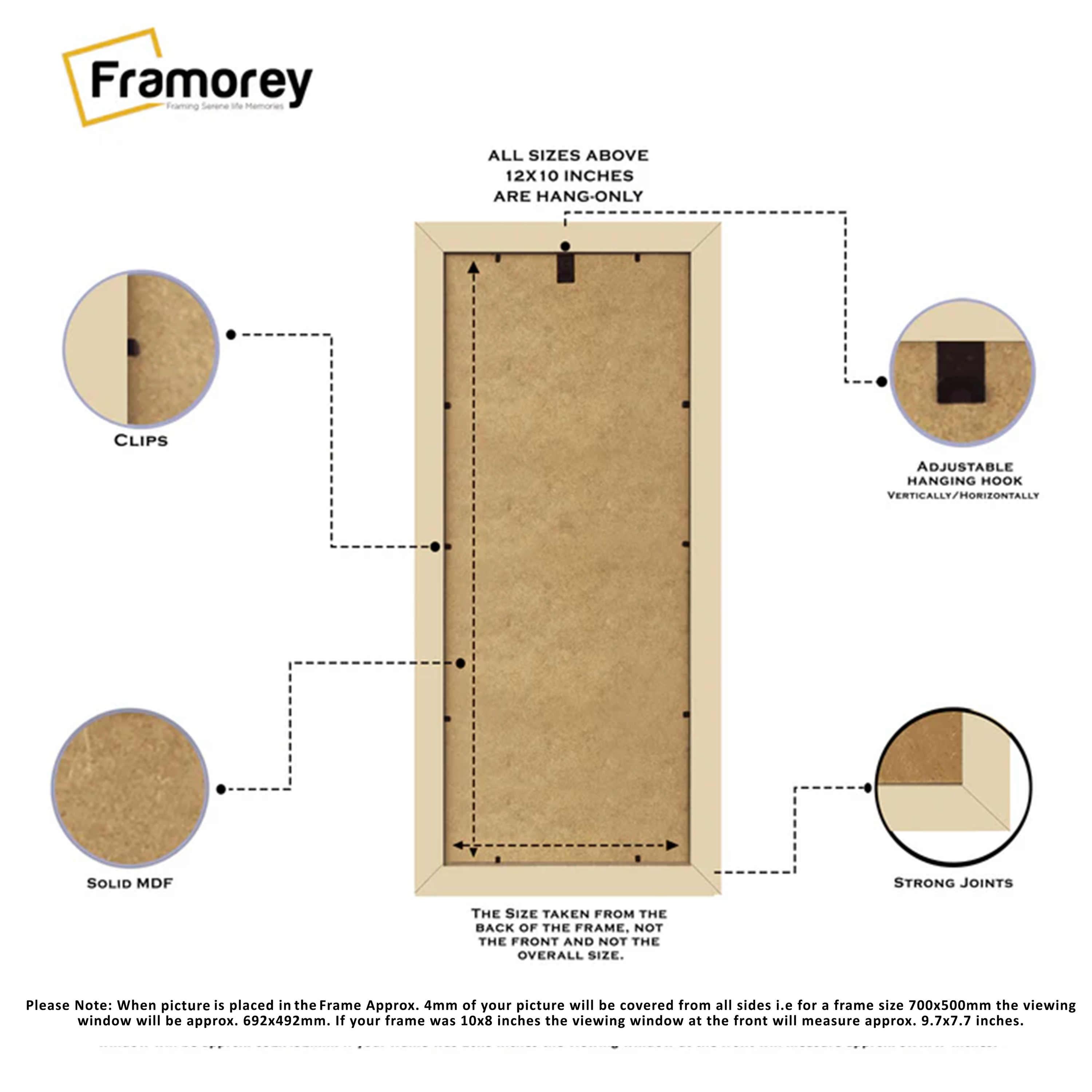 Panoramic Natural Solid Wood Poster Frames With Ivory Mount
