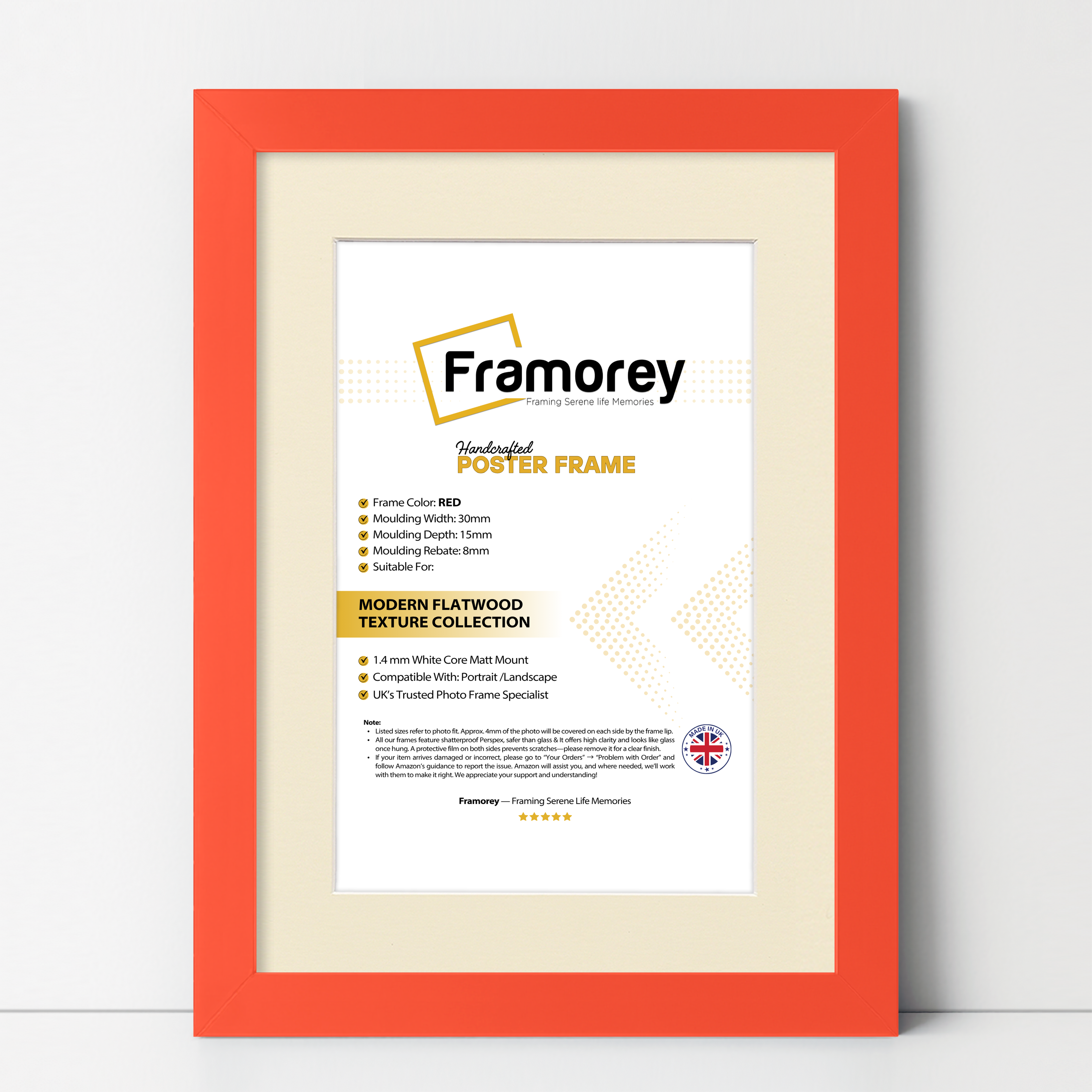 Red Picture Frame With Ivory Mount