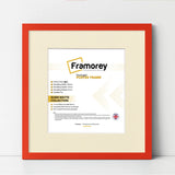 Square Size Thin Matt Red Picture Frames With Ivory Mount