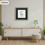 Square Size Thin Matt Green Picture Frames With Black Mount