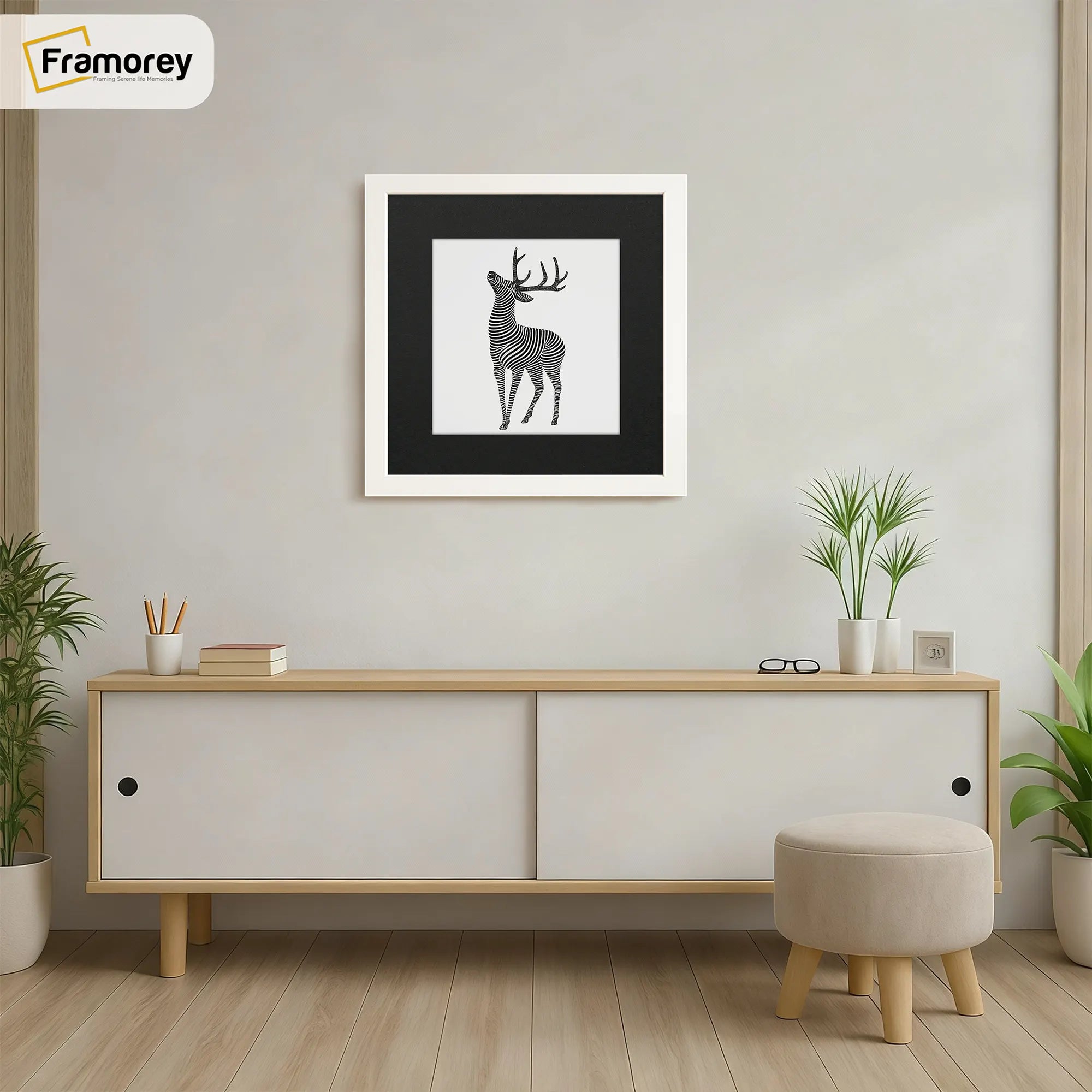 Square Size White Thin Matt Photo Frames with Black Mount