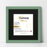 Antique Style Square Size Green Picture Frame with Black Mount