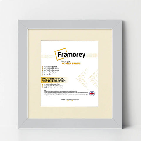 Square Size Silver Picture Frame With Ivory Mount