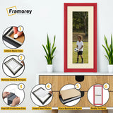 Antique Style Panoramic  Size Red Picture Frame with Ivory Mount