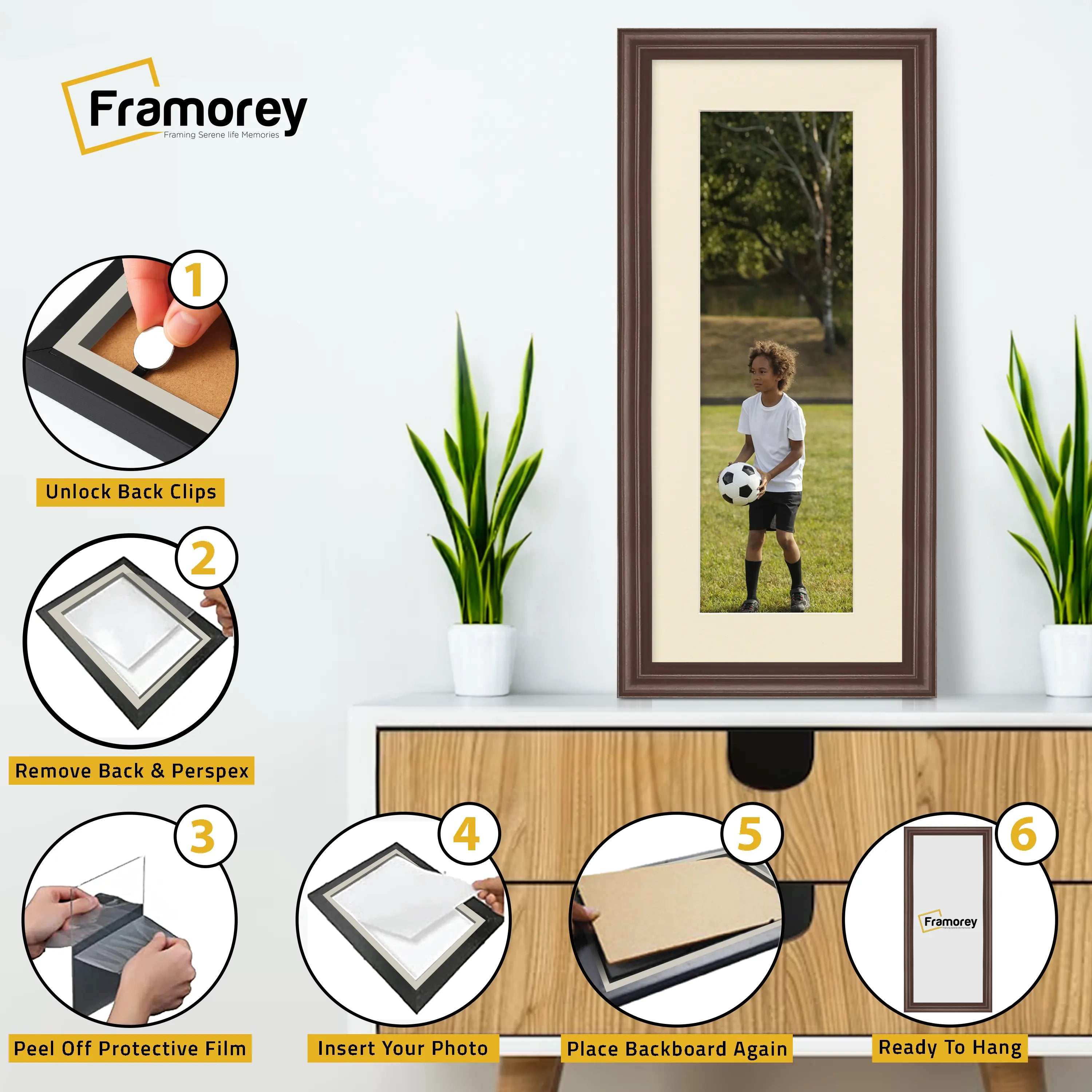 Antique Style Panoramic Mahogany Wall Art Photo Frame With Ivory Mount