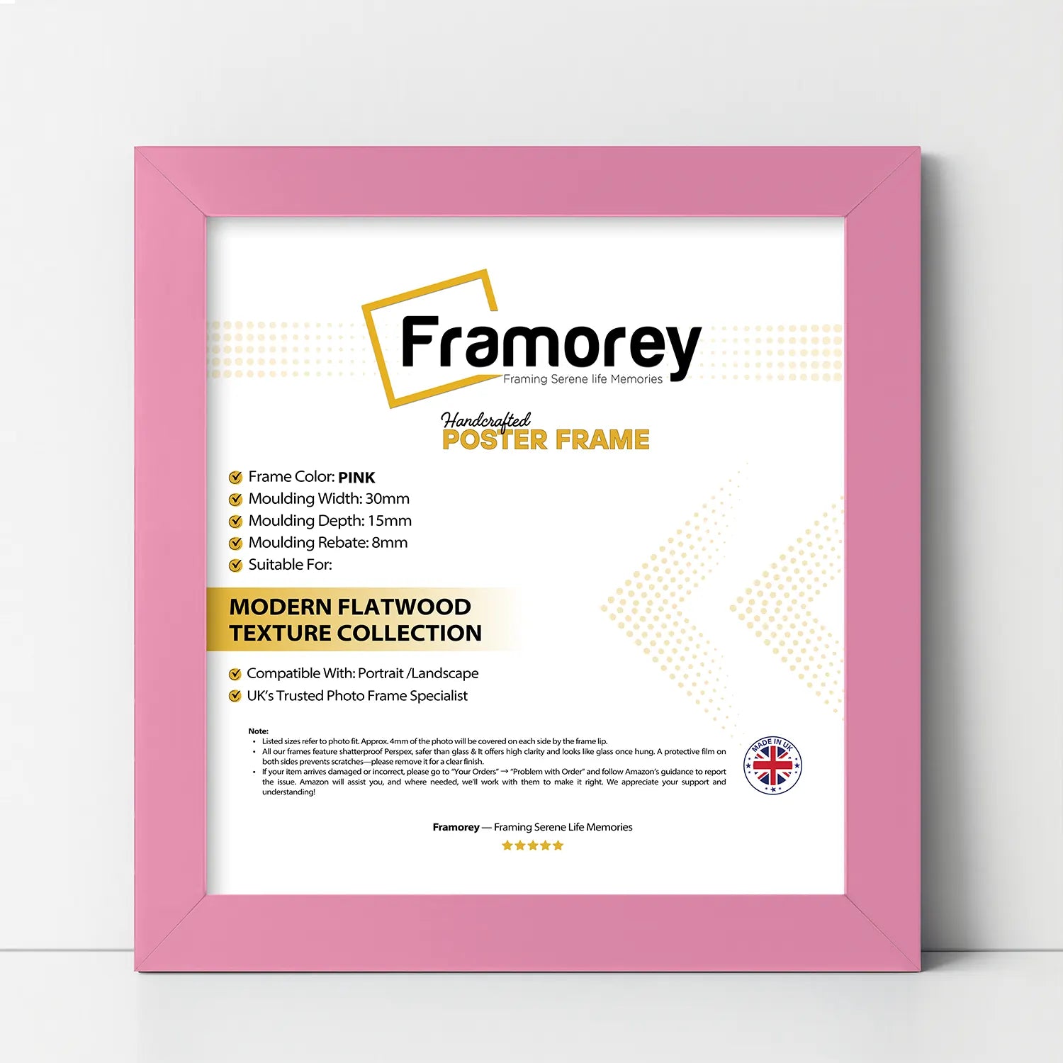 Square Size Pink Picture Frame Wall Decor Frames